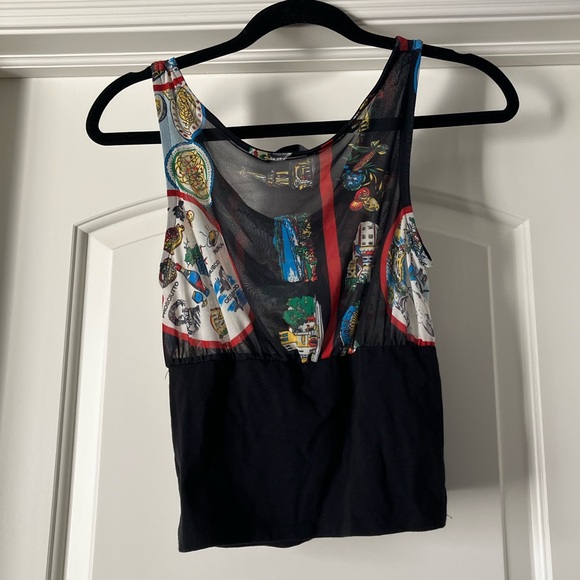 Silence + Noise Black and Multicolor Graphic Cowl Neck Top - Picture 2 of 5